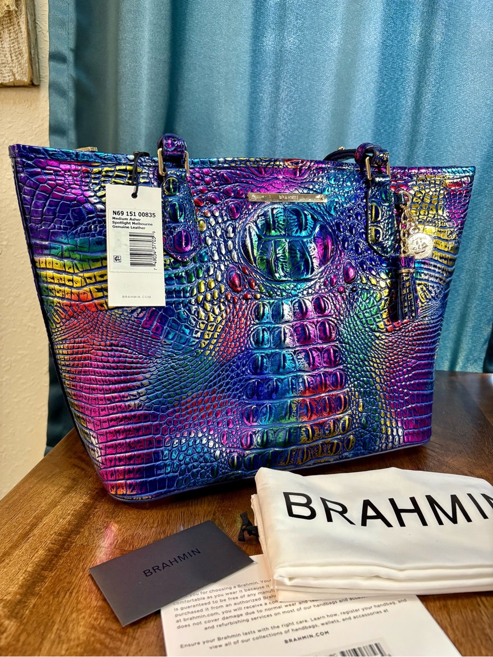 Brahmin NWT Md Asher - Spotlight - Metallic Rainbow - Front EYE - Rare, HTF